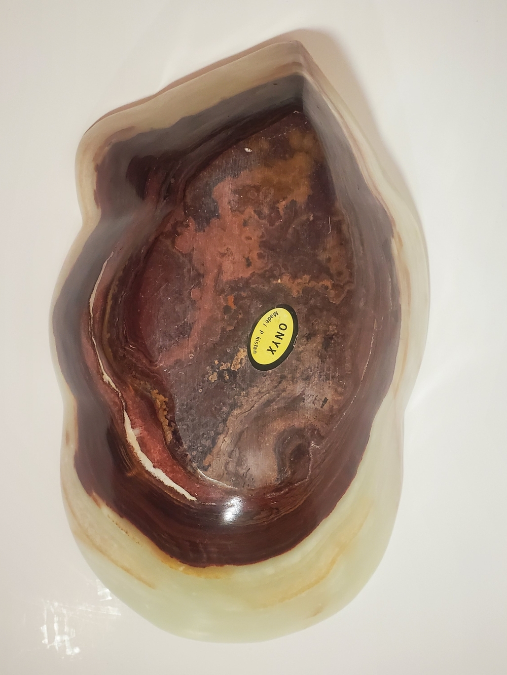 Handcrafted Onyx Polished Decorative Bowl in Cream & Brown Natural Banding - Picture 11 of 16